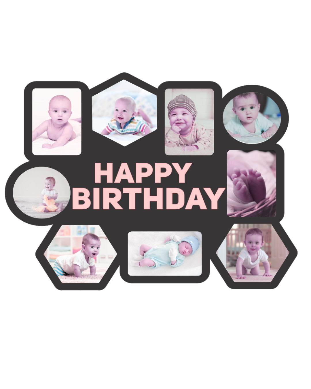 Happy Birthday Photo Frame – Personalised Collage Wall Décor- 04FR0020