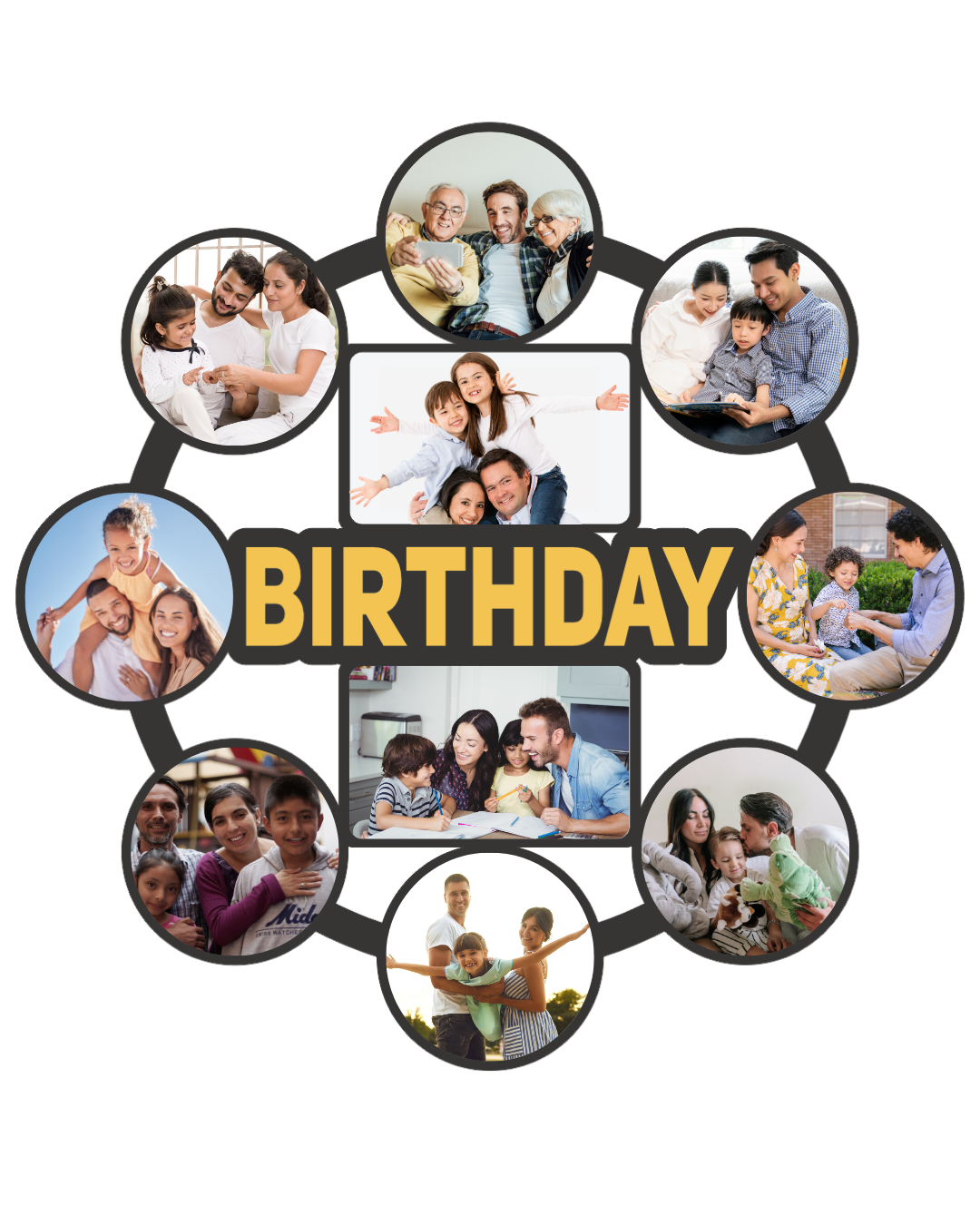 Happy Birthday Photo Frame – Personalised Collage Wall Décor- 04FR0020