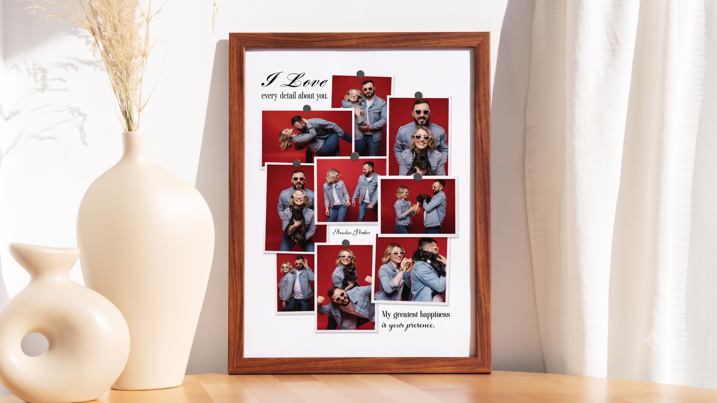 Personalised Couple Love Story Frame – Pinboard Polaroid Moodboard