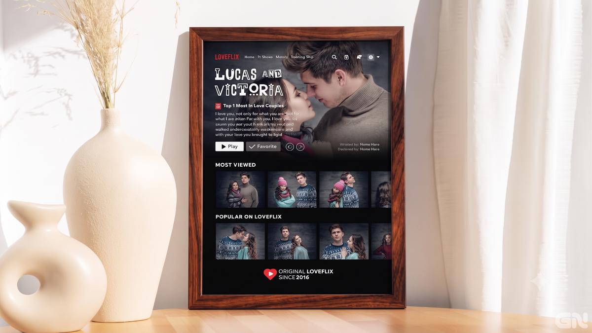 Personalised Couple Love Story Frame – Loveflix Multi-Row Gallery
