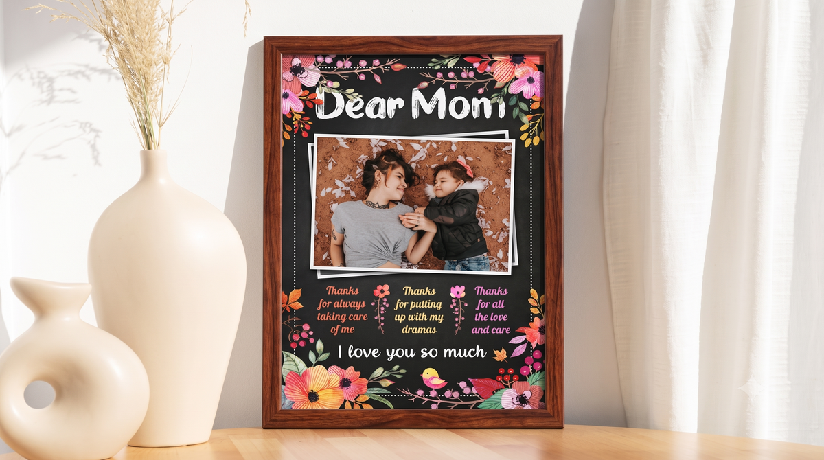 Personalised Mother's Day Frame – Dear Mom Autumn Blossom & Gratitude Notes