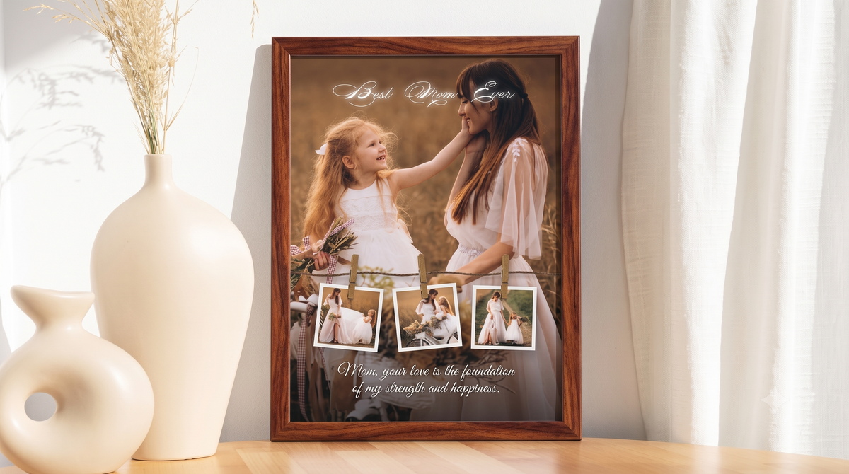 Personalised Mother's Day Frame – Clothesline Polaroids & Golden Hour Memories