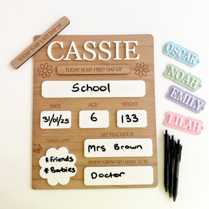 First & Last Day of School Memory Board – Editable Wooden Sign for Kids -07KS0003