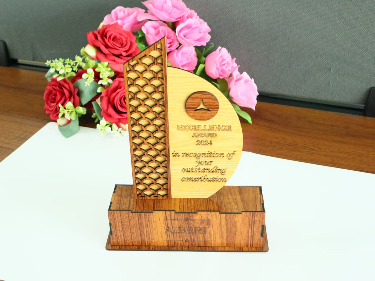 Customized Wooden Achievement Trophy – Office or Employee Awards -07KS0007