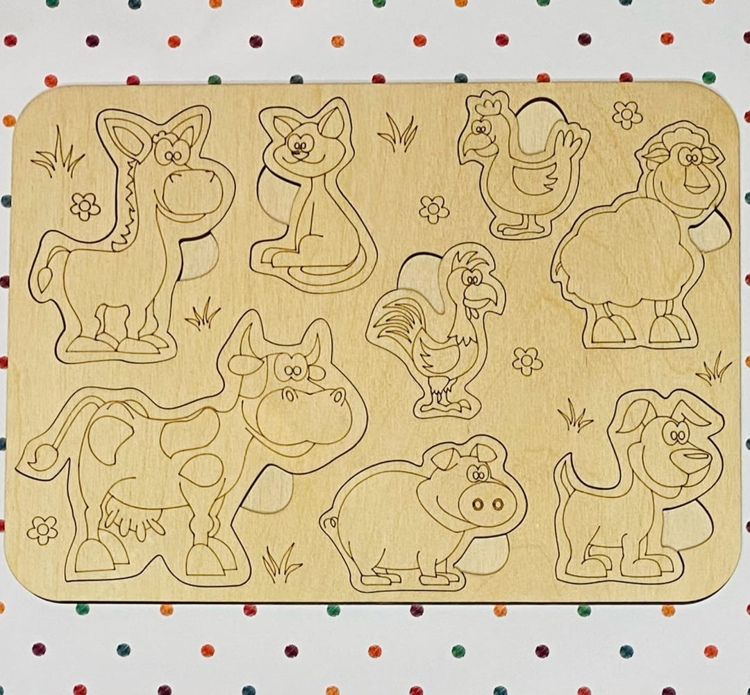 Educational Wooden Puzzle Collection for Kids – Farm, Ocean & Cartoon Themes -07KS0008