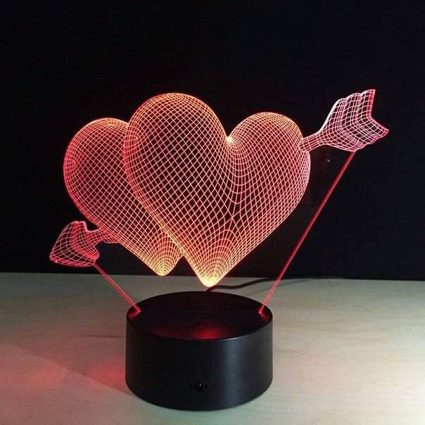 Heart 3D LED Night Light Love Heart Night Light Love Knot 3D Illusion Lamp - 11CT0011