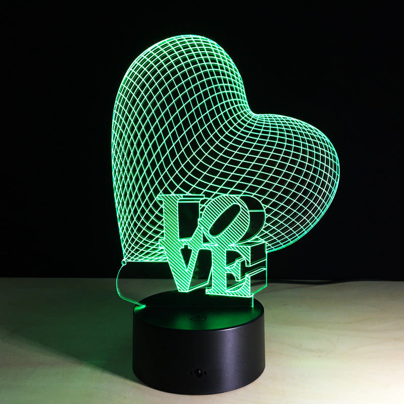 Heart 3D LED Night Light Love Heart Night Light Love Knot 3D Illusion Lamp - 11CT0011