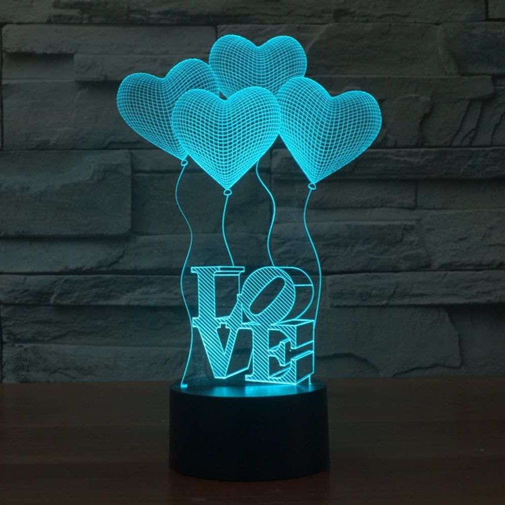Heart 3D LED Night Light Love Heart Night Light Love Knot 3D Illusion Lamp - 11CT0011