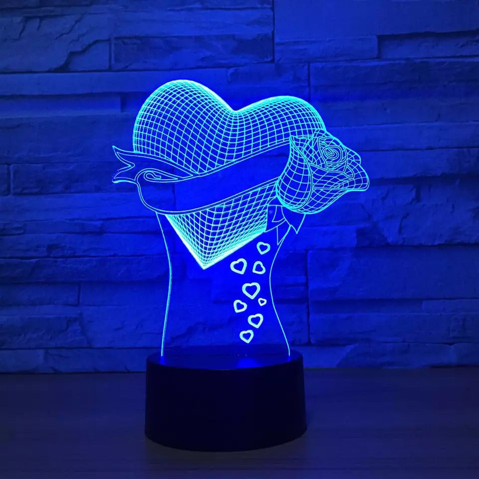 Heart 3D LED Night Light Love Heart Night Light Love Knot 3D Illusion Lamp - 11CT0011