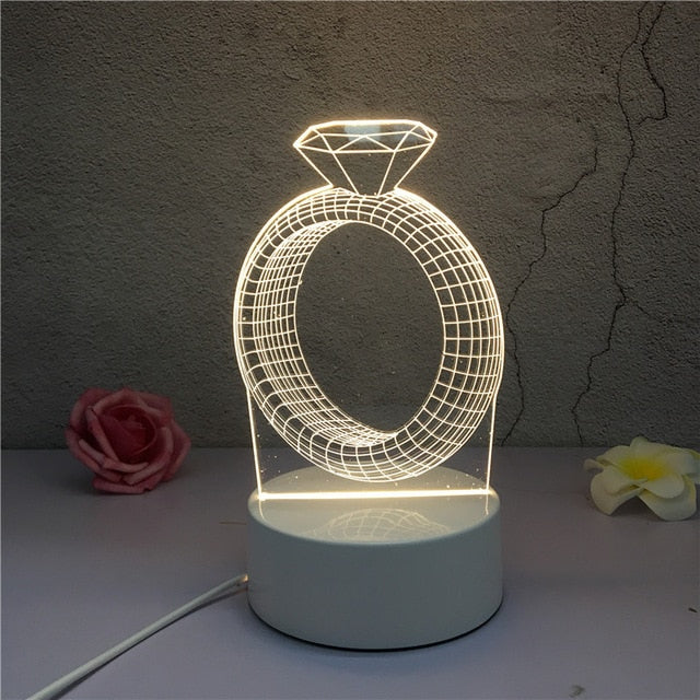 Heart 3D LED Night Light Love Heart Night Light Love Knot 3D Illusion Lamp - 11CT0011