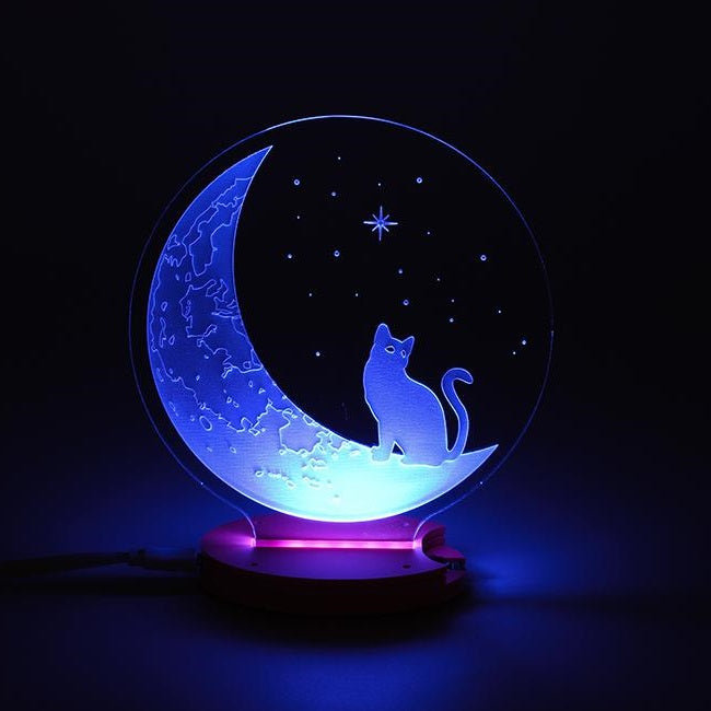 The Cat And The Moon 3D Illusion Night Light - 11CT0034