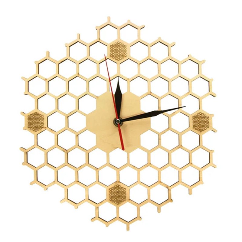 Honeycomb Inspired Wooden Wall Clock - 12CL0003