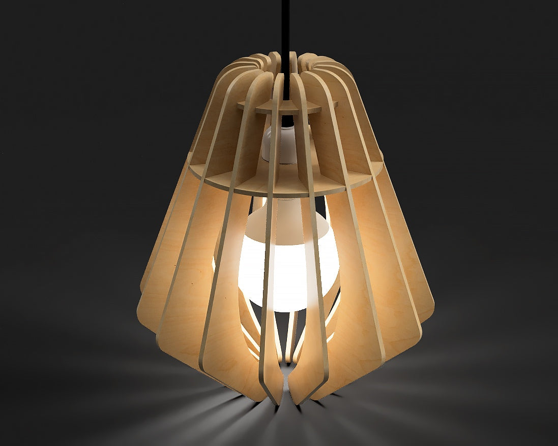 Nordic Wooden Pendant Lamp Collection – Geometric & Spiral Ceiling Lights - 18LP0001