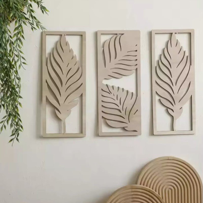 Framed Wooden Leaf Wall Art - 21HD0014