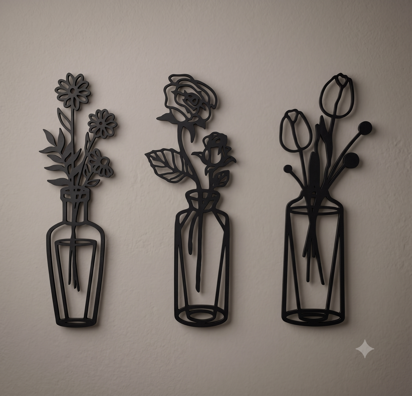 Minimalist Floral Vase 3-Piece Wall Hanging Set