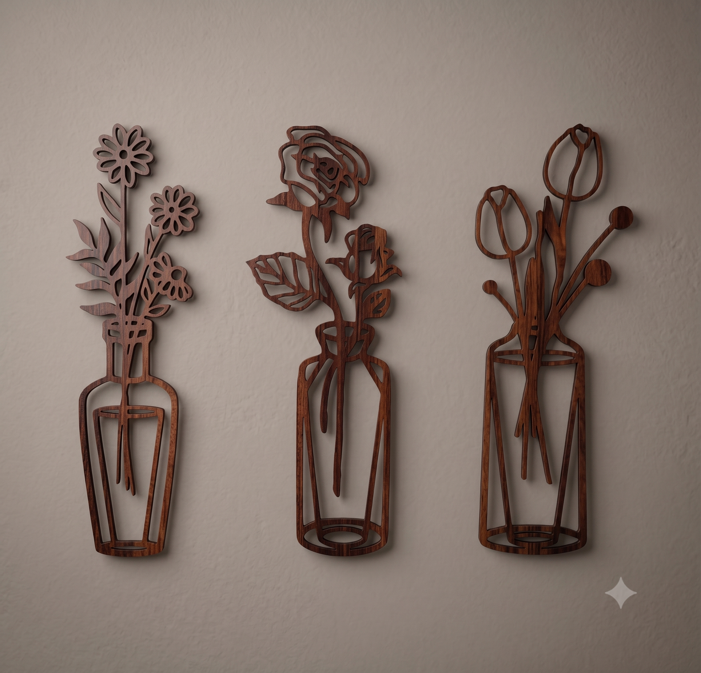 Minimalist Floral Vase 3-Piece Wall Hanging Set