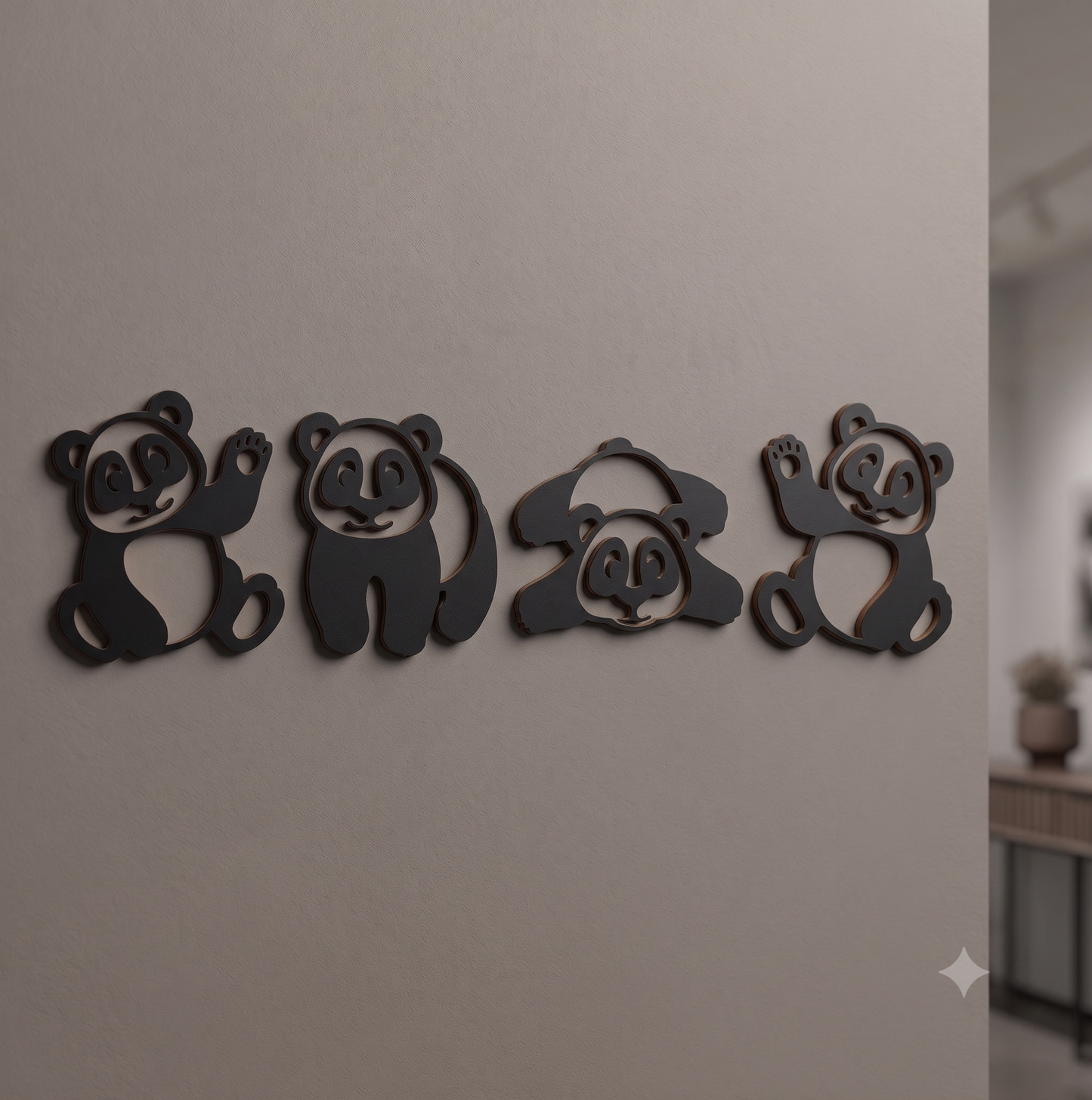Playful Panda Cubs 4-Piece Wall Hanging Set