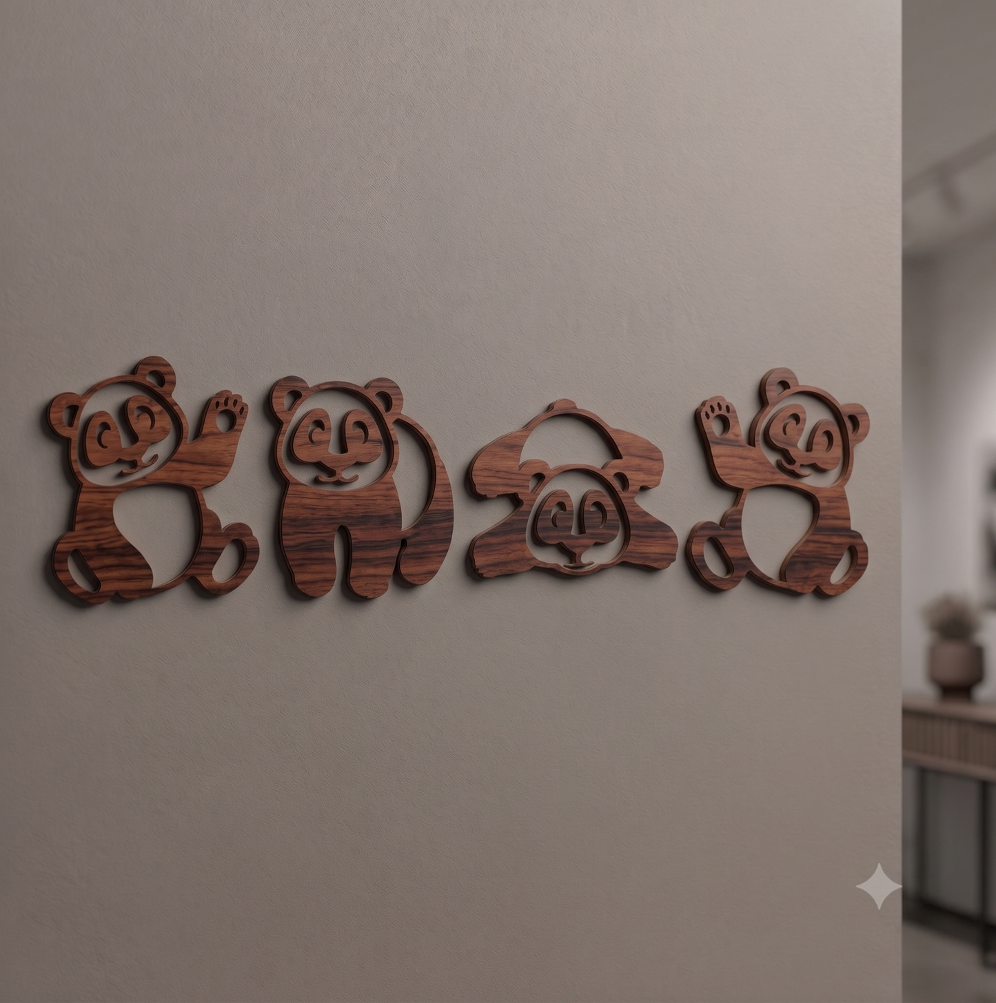Playful Panda Cubs 4-Piece Wall Hanging Set