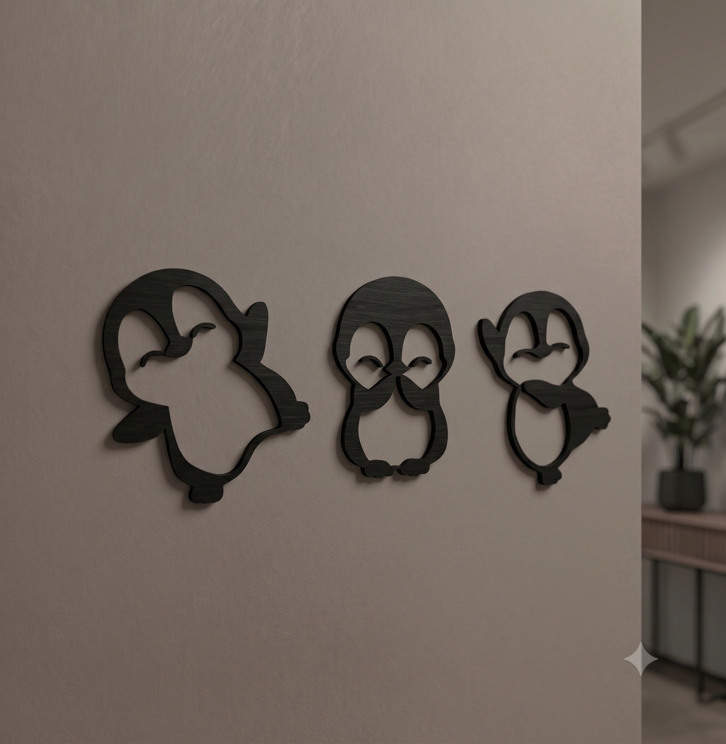 Playful Penguin Chicks 3-Piece Wall Hanging Set