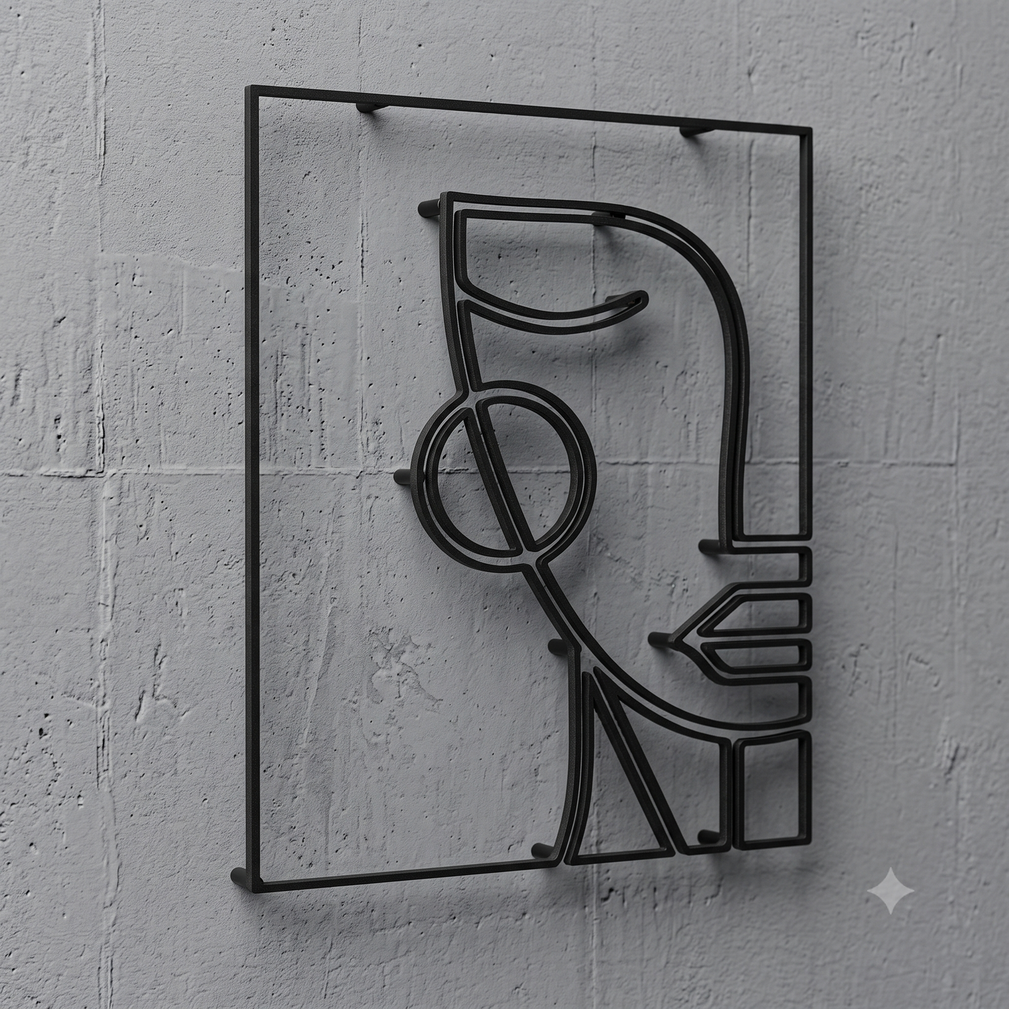 Abstract Face Line Art Framed Wall Hanging