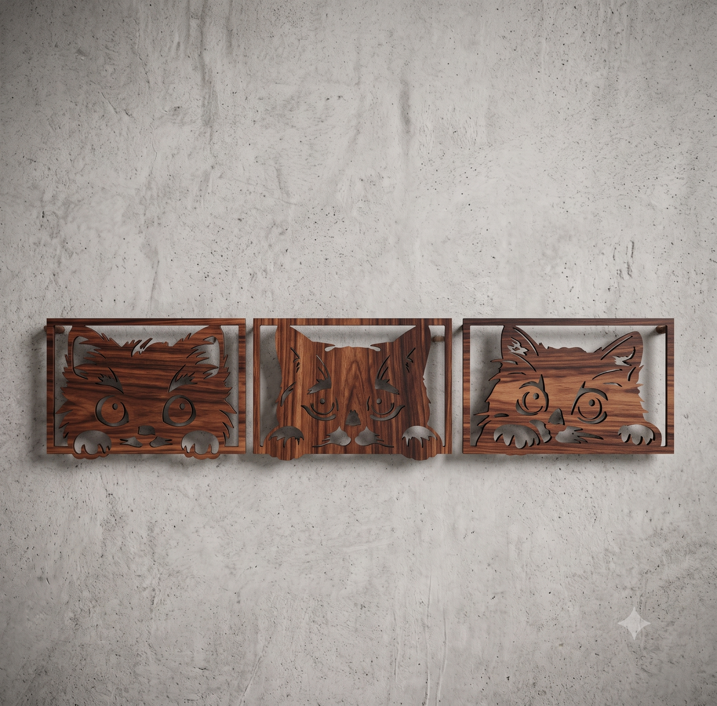Peeking Kittens Framed 3-Piece Wall Art Set