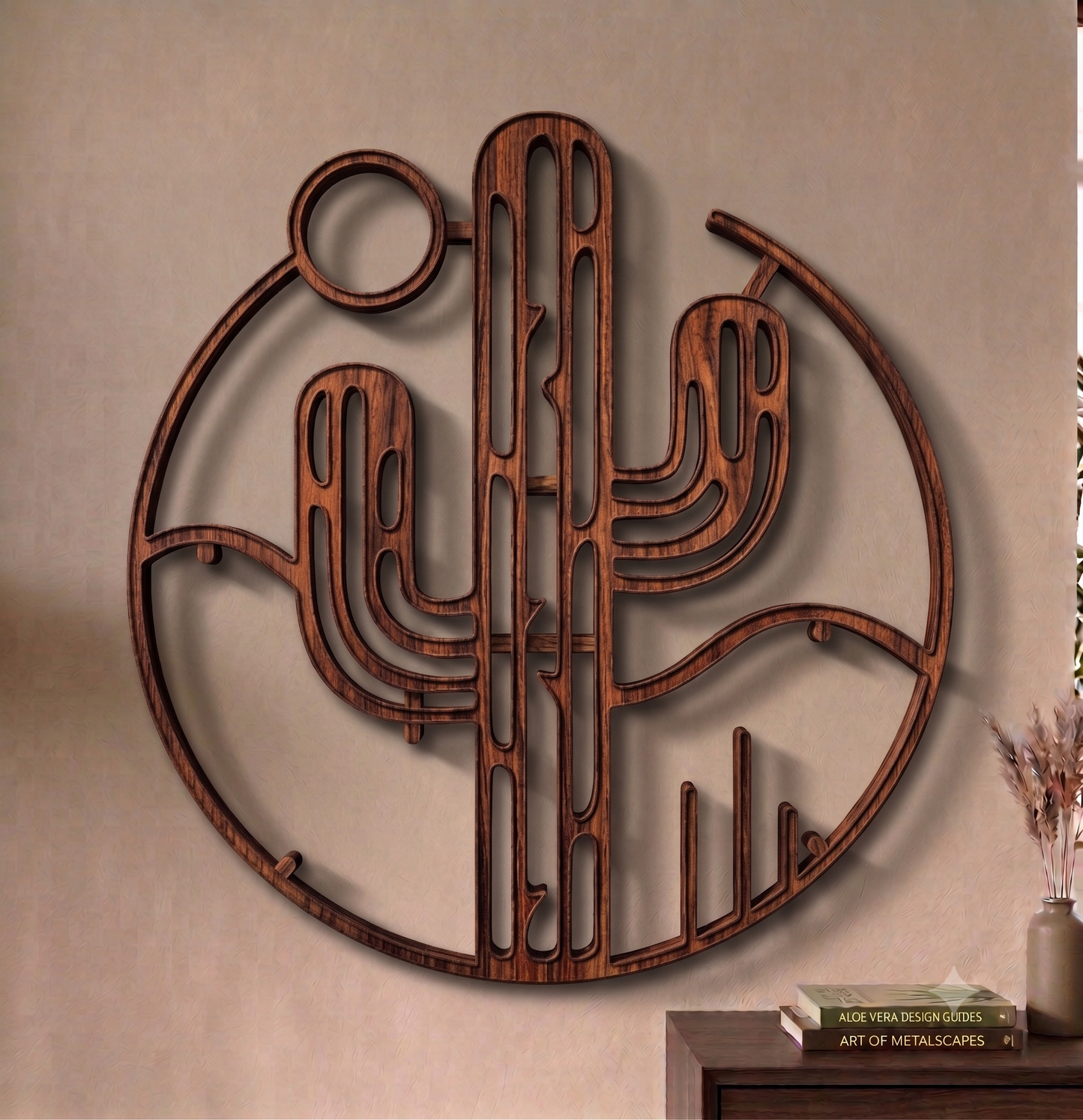 Desert Cactus Round Wall Hanging Art