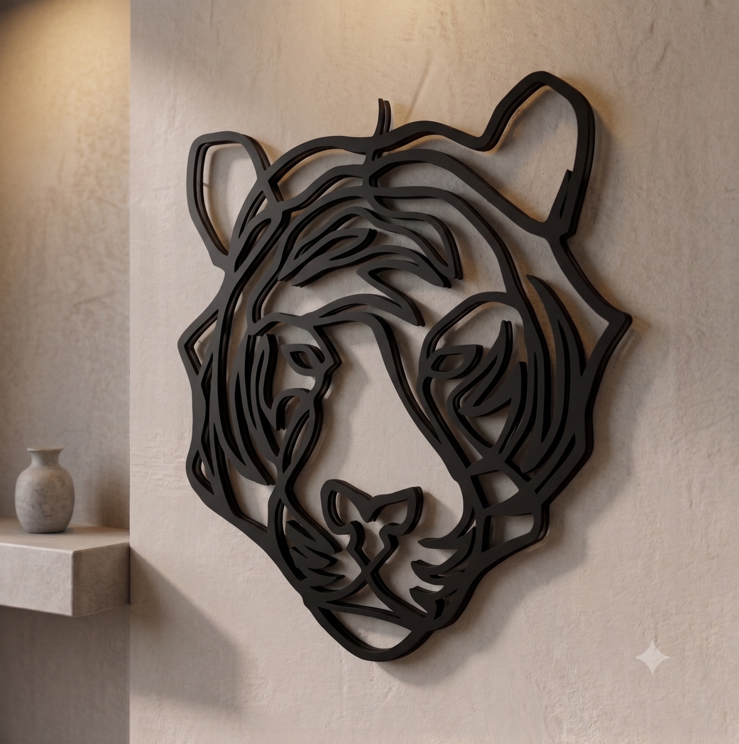 Tiger Head Line Art Wall Hanging
