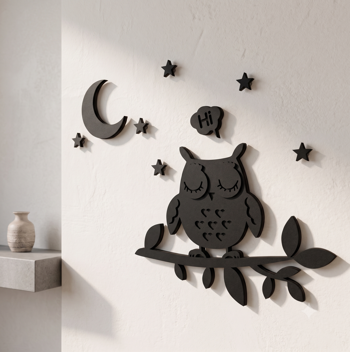 Sweet Dreams Sleeping Owl Wall Hanging Art Set