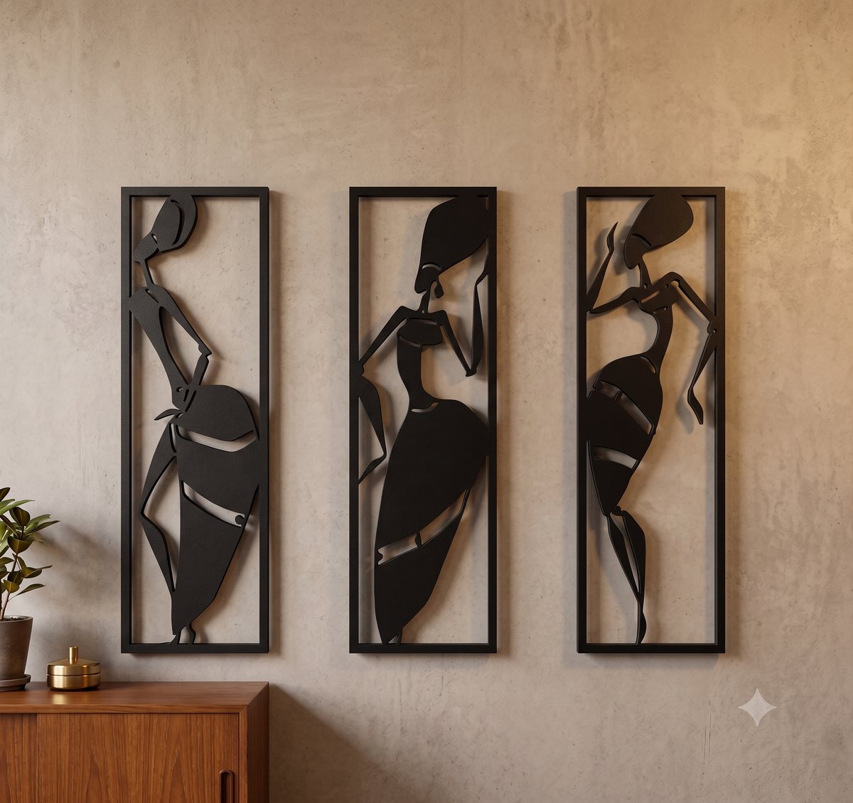 African Tribal Dancers Framed 3-Piece Wall Art Set