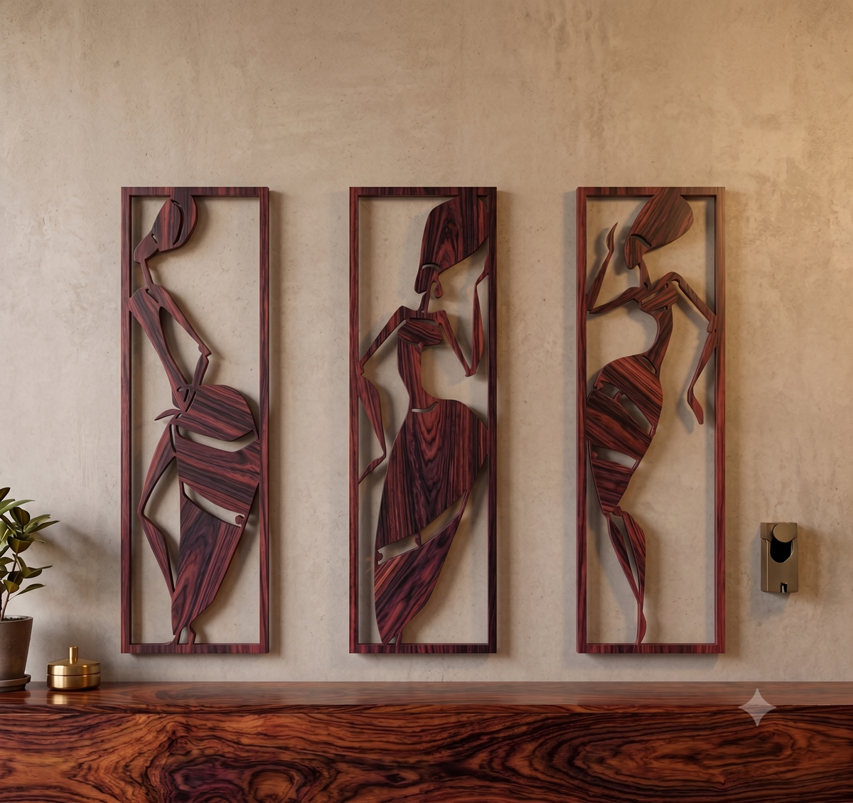 African Tribal Dancers Framed 3-Piece Wall Art Set
