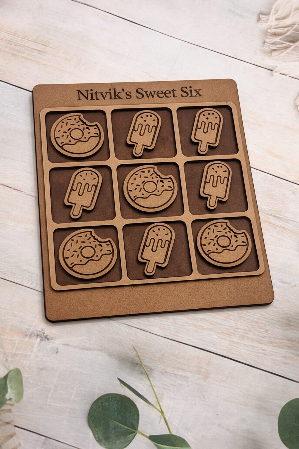 Personalized Wooden Tic Tac Toe Game Board – 07KS0019