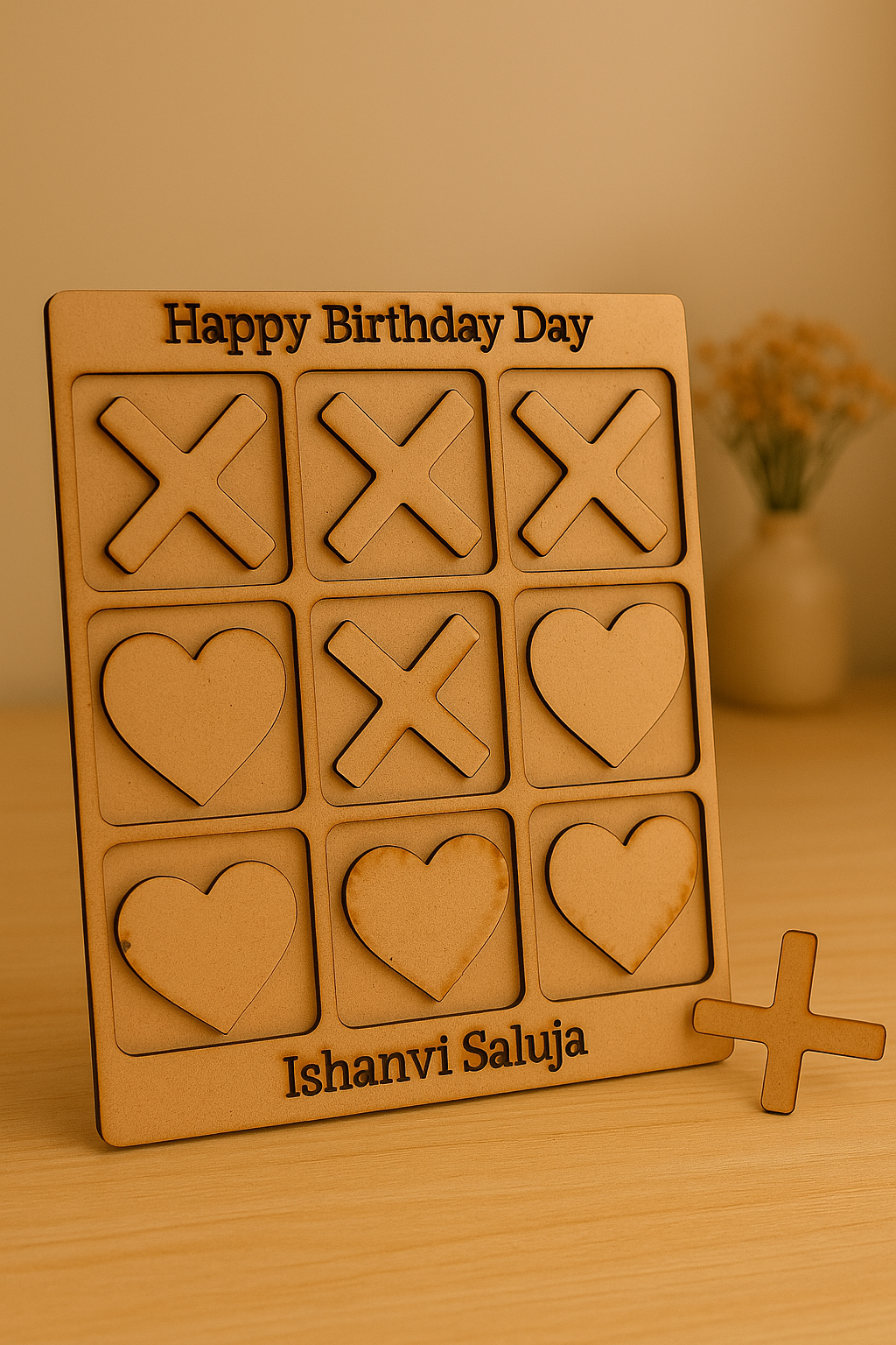 Personalized Wooden Tic Tac Toe Game Board – 07KS0019