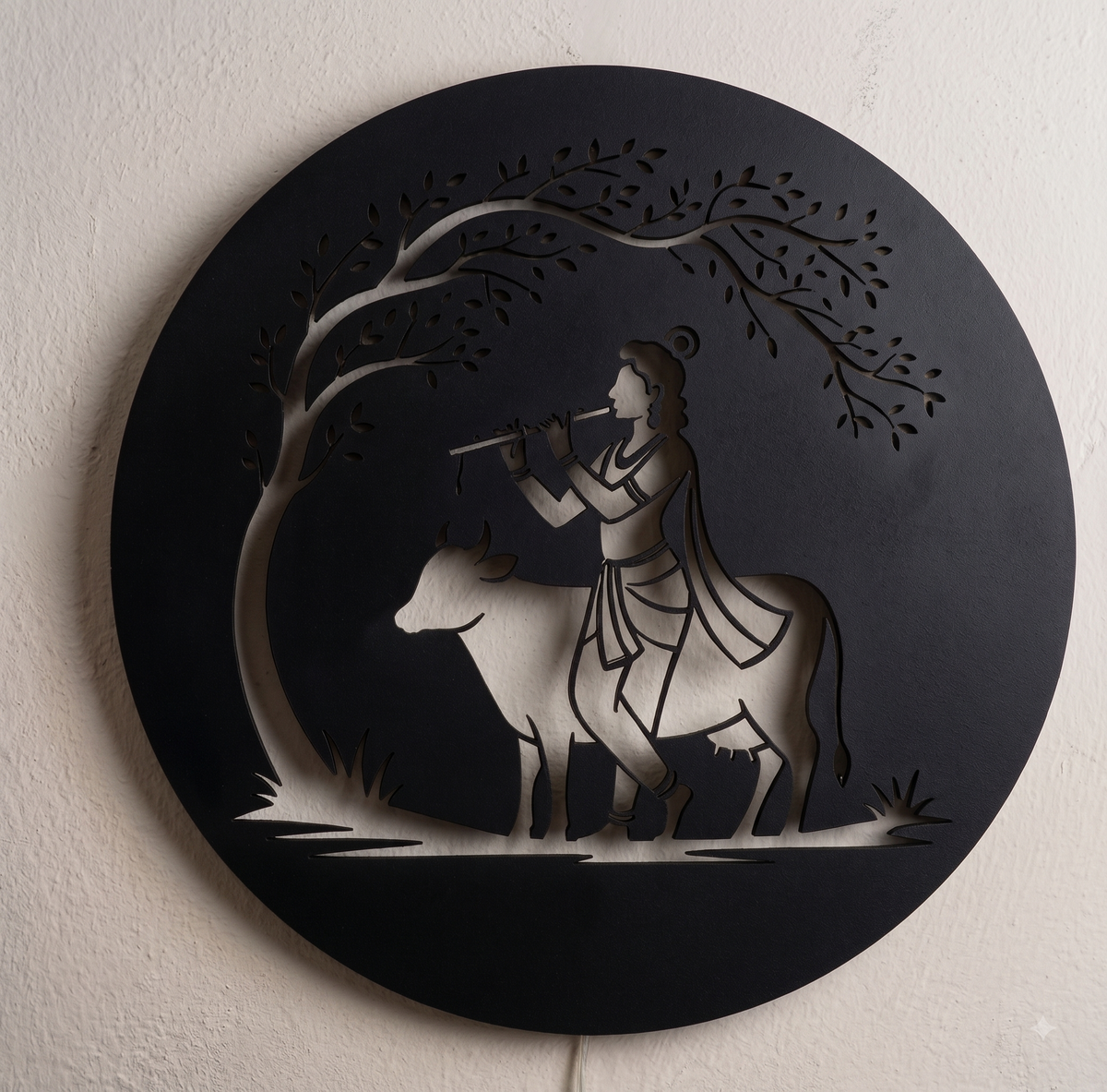 DIVINE KRISHNA BANSURI & RADHE DEVOTIONAL WALL HANGING