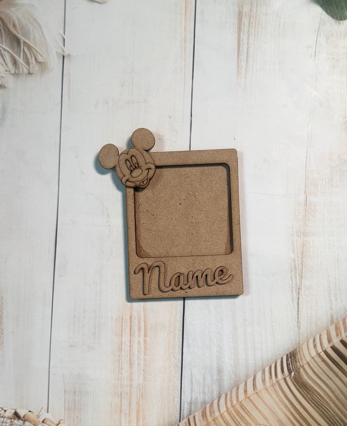 Personalized Wooden Photo Frame with Mickey Mouse Head for Kids – 07KS0023