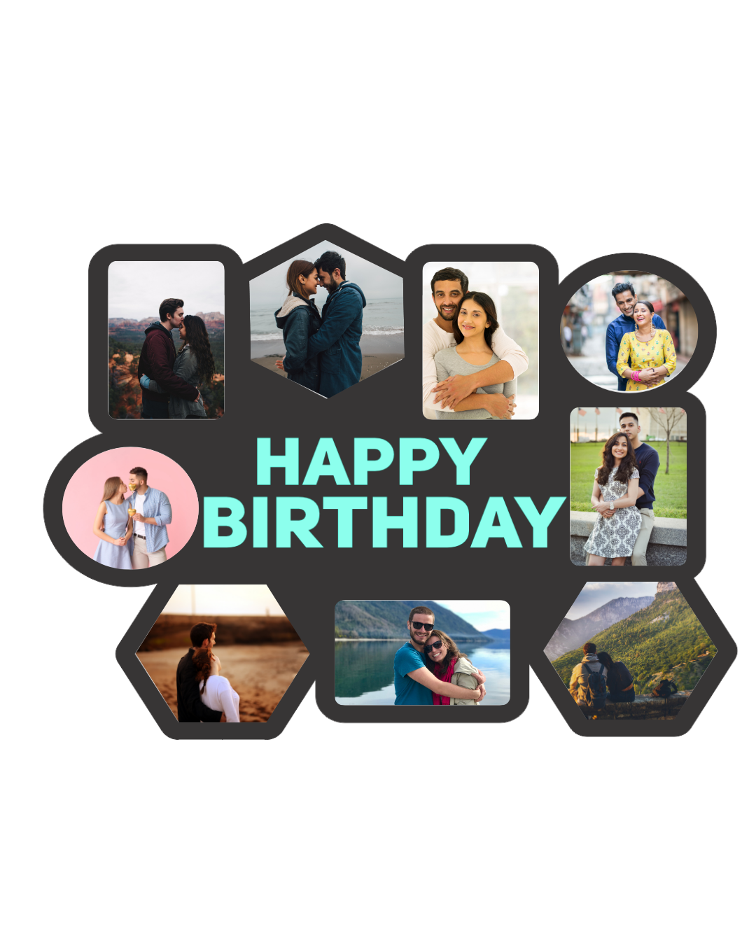 Happy Birthday Photo Frame – Personalised Collage Wall Décor- 04FR0020
