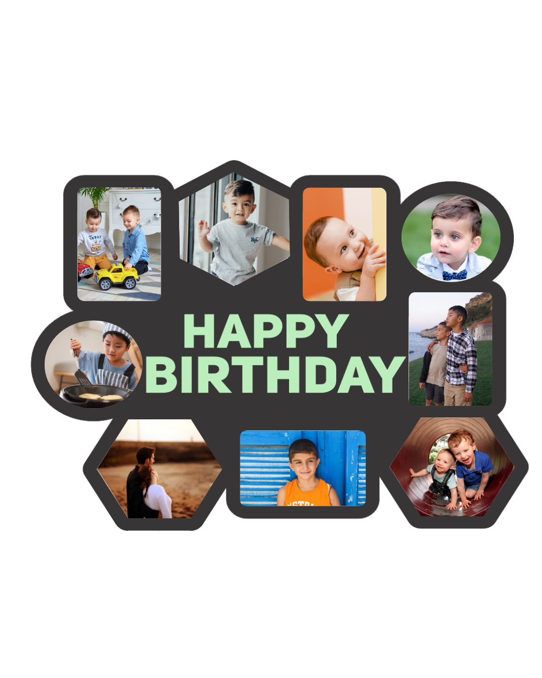 Happy Birthday Photo Frame – Personalised Collage Wall Décor- 04FR0020