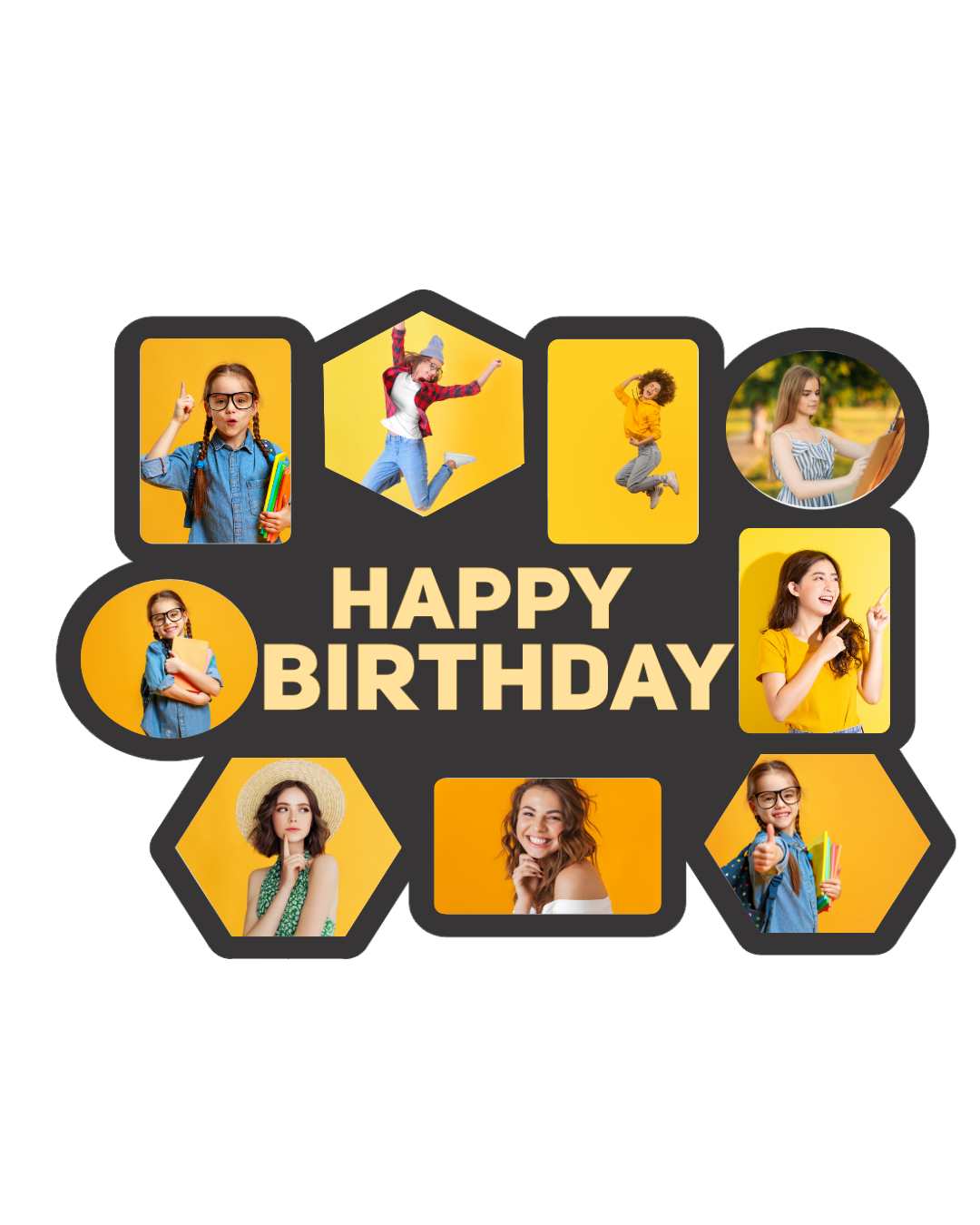Happy Birthday Photo Frame – Personalised Collage Wall Décor- 04FR0020