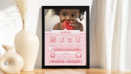 Personalised Newborn Baby Frame – Blush Pink Nursery & Toys