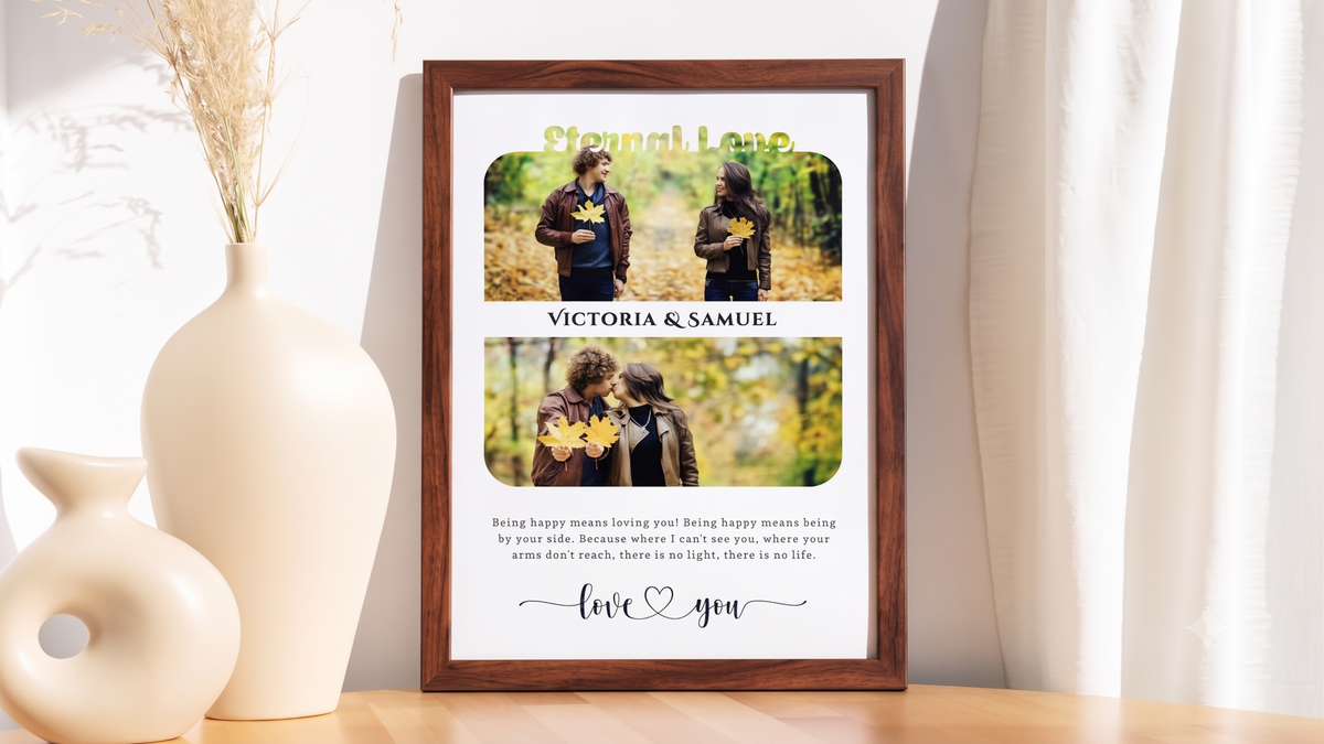 Personalised Couple Love Story Frame – Eternal Love Dual Moments