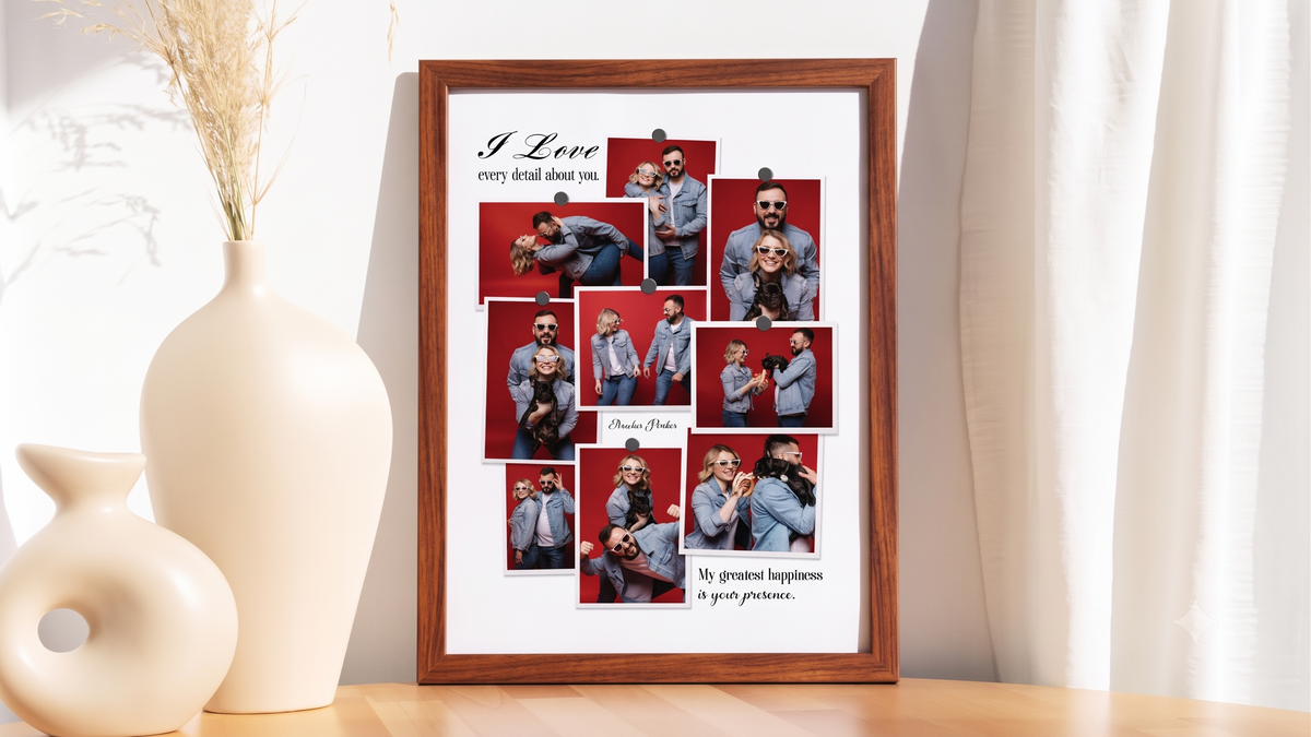 Personalised Couple Love Story Frame – Pinboard Polaroid Moodboard