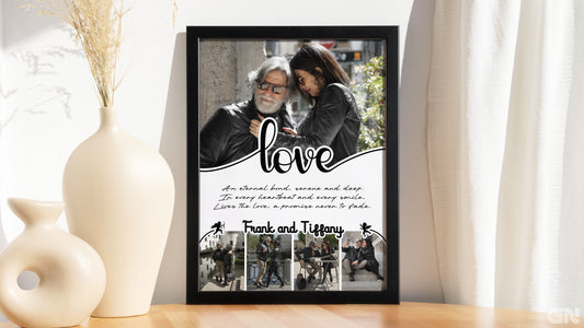 Personalised Couple Love Story Frame – Script Love Multi-Photo Collage