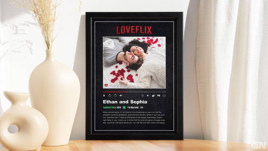Personalised Couple Love Story Frame – Loveflix Streaming Theme