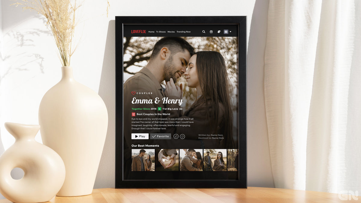 Personalised Couple Love Story Frame – Loveflix Episodes &amp; Moments
