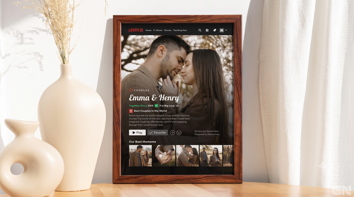 Personalised Couple Love Story Frame – Loveflix Episodes &amp; Moments
