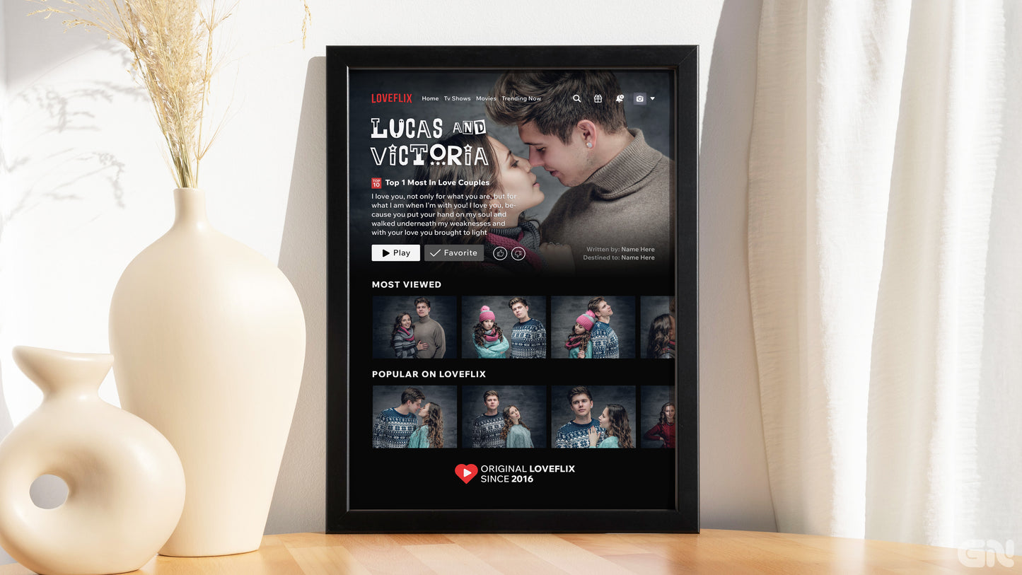 Personalised Couple Love Story Frame – Loveflix Multi-Row Gallery