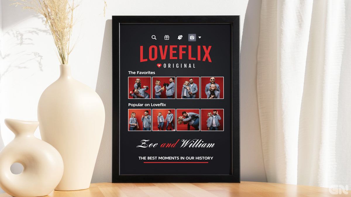 Personalised Couple Love Story Frame – Loveflix Original Categories