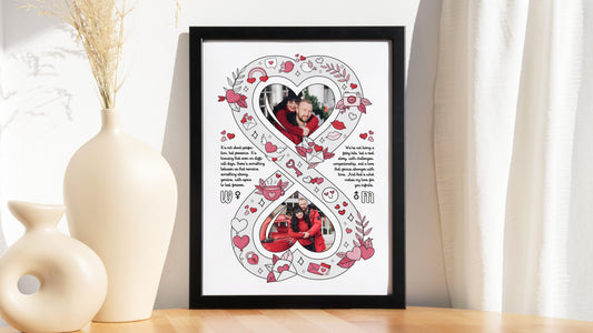 Personalised Couple Love Story Frame – Illustrated Infinity Love Vows