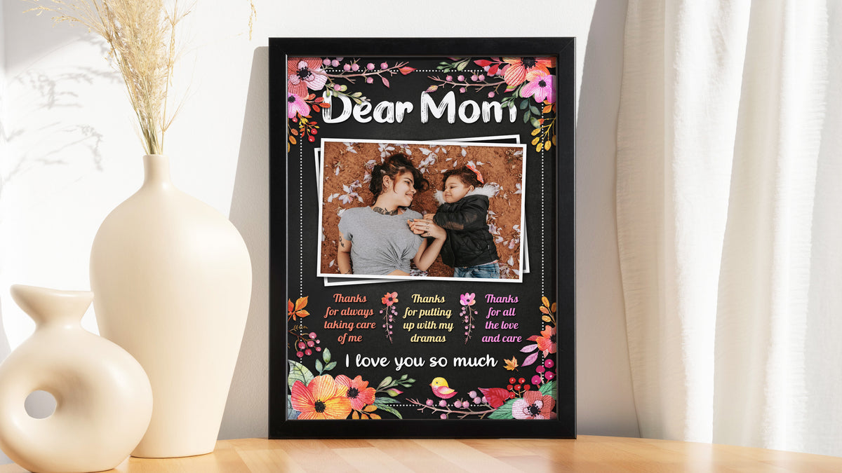 Personalised Mother's Day Frame – Dear Mom Autumn Blossom & Gratitude Notes