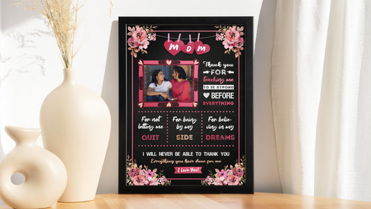 Personalised Mother's Day Frame – Hanging Hearts & Floral Gratitude