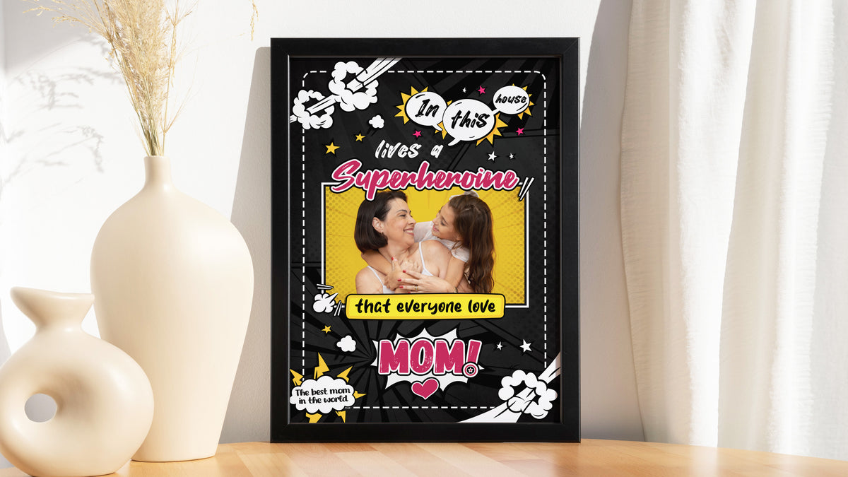 Personalised Mother's Day Frame – Superheroine Mom Comic Art